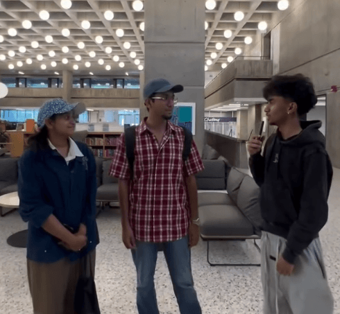 Campus interview in the library lounge